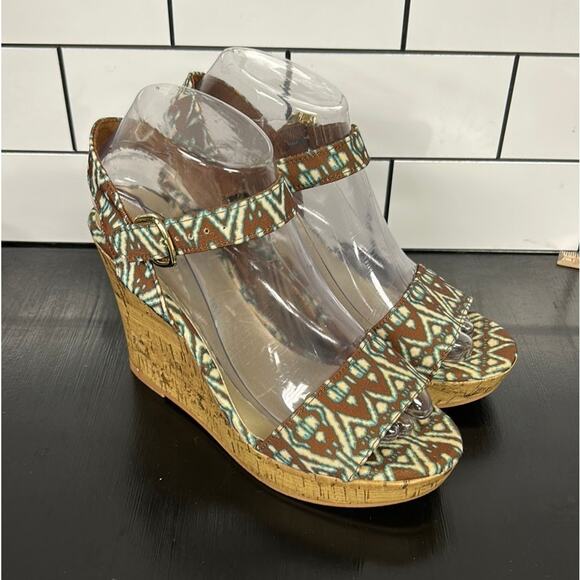 Christian Siriano Cork Platform Wedges Southwest Open Toe Size 7 - Picture 3 of 10